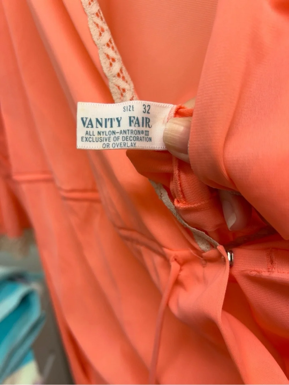 Vintage Vanity Fair Peach/Coral Peignoir Robe/Housecoat with Lace Trim